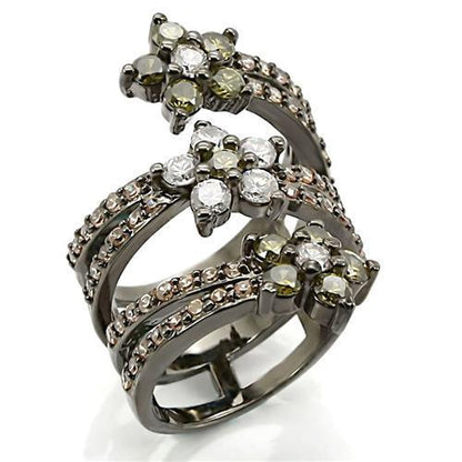 MA0W293 - Ruthenium Brass Ring with AAA Grade CZ  in Multi Color