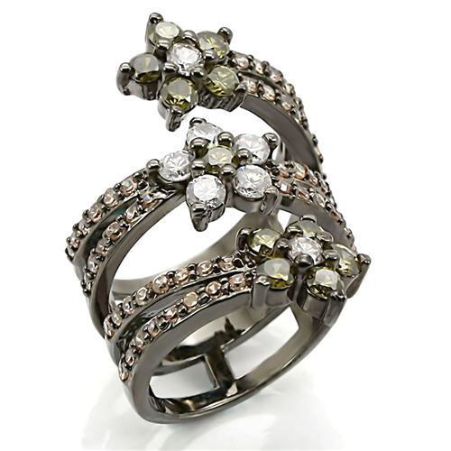MA0W293 - Ruthenium Brass Ring with AAA Grade CZ  in Multi Color