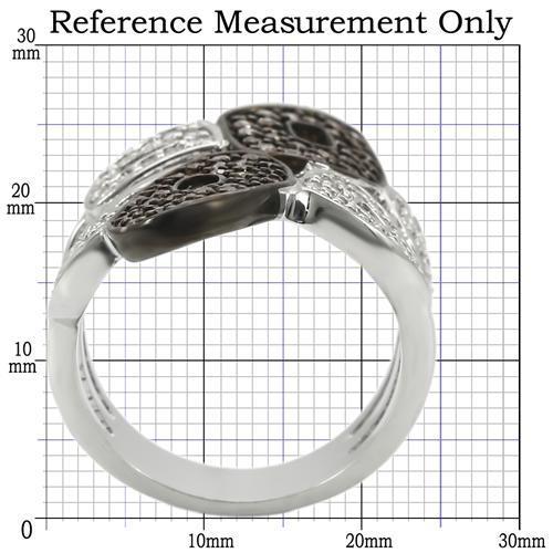 MA0W295 - Rhodium + Ruthenium Brass Ring with AAA Grade CZ  in Champagne