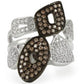 MA0W295 - Rhodium + Ruthenium Brass Ring with AAA Grade CZ  in Champagne