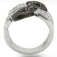 MA0W295 - Rhodium + Ruthenium Brass Ring with AAA Grade CZ  in Champagne
