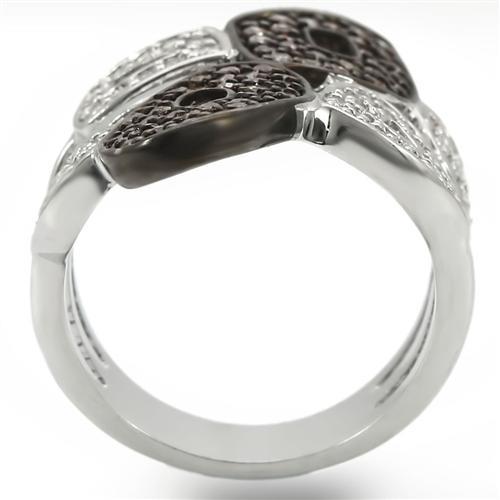 MA0W295 - Rhodium + Ruthenium Brass Ring with AAA Grade CZ  in Champagne