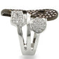 MA0W295 - Rhodium + Ruthenium Brass Ring with AAA Grade CZ  in Champagne