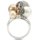 MA0W296 - Rhodium + Ruthenium Brass Ring with Synthetic Pearl in Multi Color