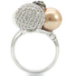 MA0W296 - Rhodium + Ruthenium Brass Ring with Synthetic Pearl in Multi Color