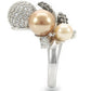 MA0W296 - Rhodium + Ruthenium Brass Ring with Synthetic Pearl in Multi Color