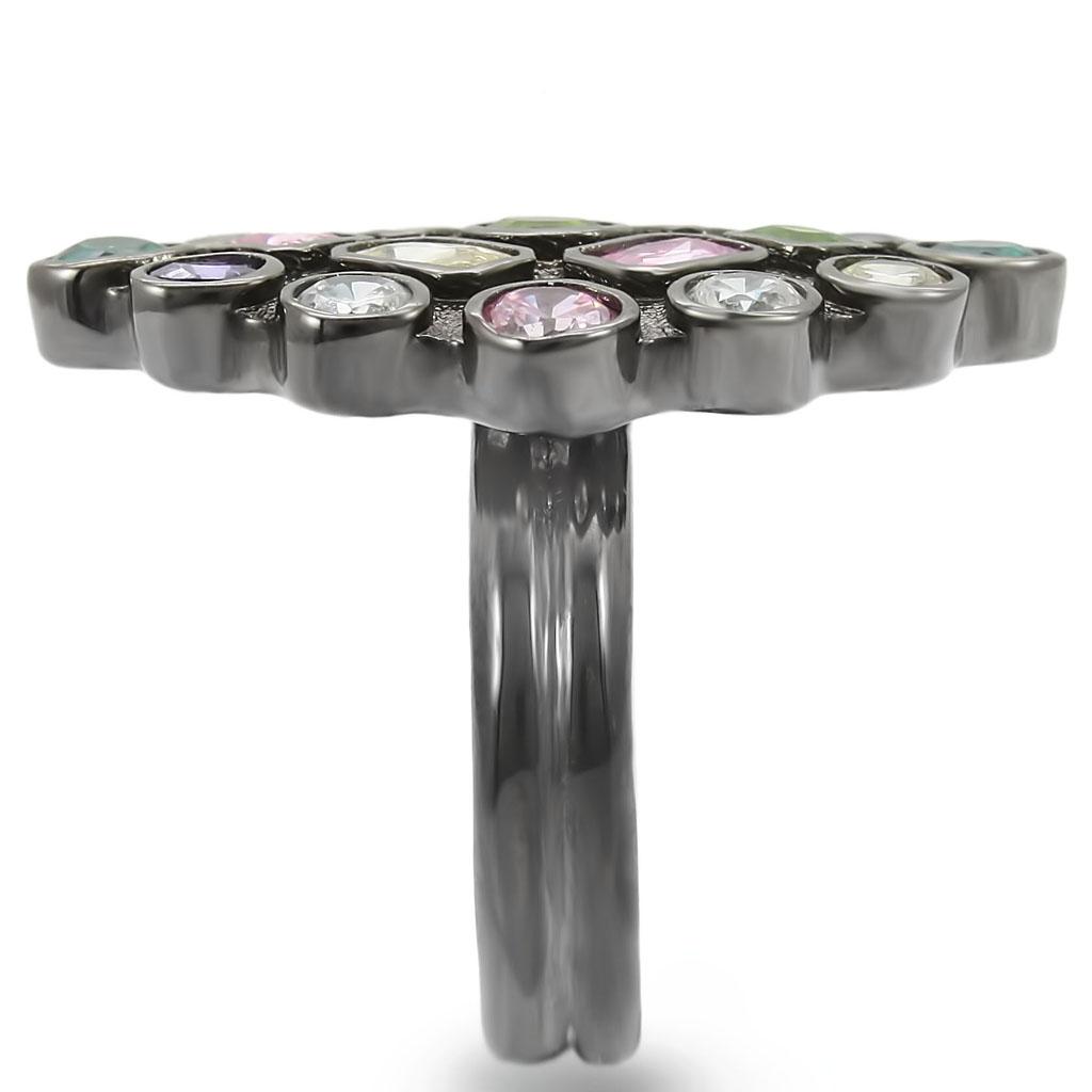 MA0W297 - Ruthenium Brass Ring with AAA Grade CZ  in Multi Color
