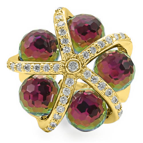 MA0W299 - Gold Plated Brass Ring with Top Grade Crystal  in Multi Color