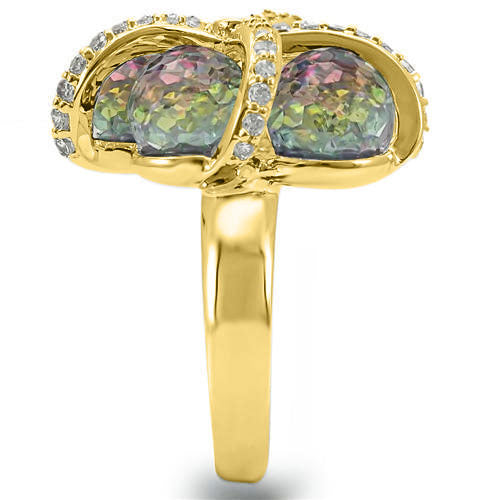 MA0W299 - Gold Plated Brass Ring with Top Grade Crystal  in Multi Color