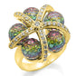 MA0W299 - Gold Plated Brass Ring with Top Grade Crystal  in Multi Color
