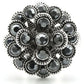 MA0W301 - Rhodium Brass Ring with Top Grade Crystal  in Jet