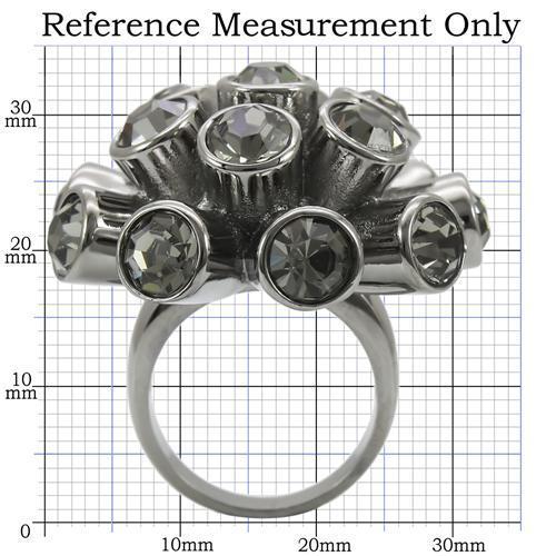 MA0W306 - Ruthenium Brass Ring with Top Grade Crystal  in Jet