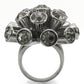 MA0W306 - Ruthenium Brass Ring with Top Grade Crystal  in Jet