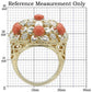 MA0W307 - Silver+Gold Brass Ring with Semi-Precious Coral in Orange