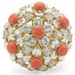 MA0W307 - Silver+Gold Brass Ring with Semi-Precious Coral in Orange