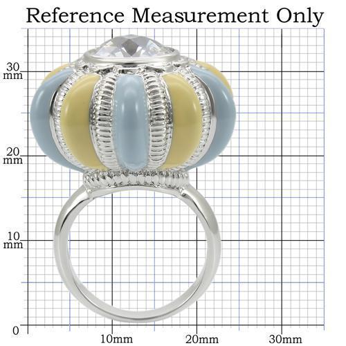 MA0W308 - Rhodium Brass Ring with AAA Grade CZ  in Clear