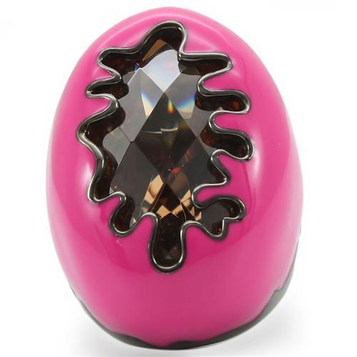 MA0W309 - Ruthenium Brass Ring with AAA Grade CZ  in Champagne