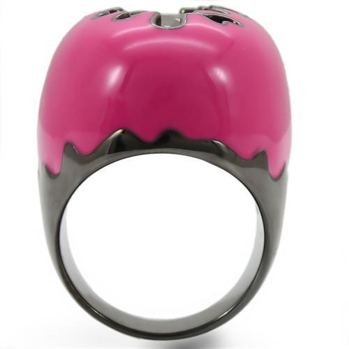 MA0W309 - Ruthenium Brass Ring with AAA Grade CZ  in Champagne