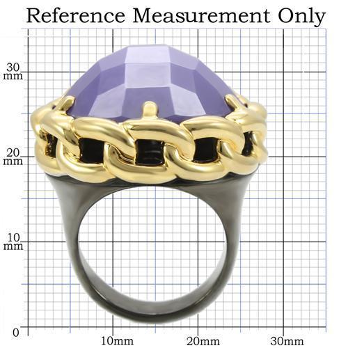 MA0W311 - Gold+Ruthenium Brass Ring with Milky CZ  in Tanzanite