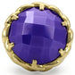 MA0W311 - Gold+Ruthenium Brass Ring with Milky CZ  in Tanzanite