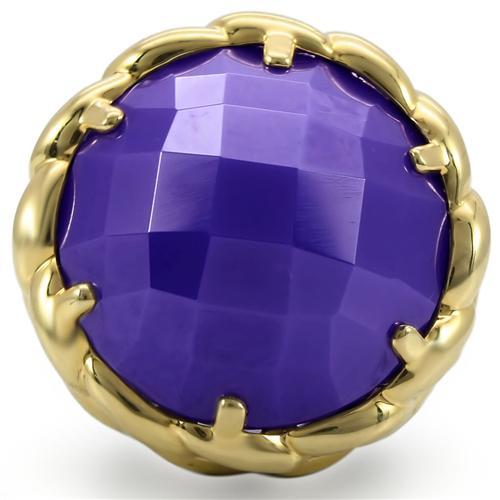 MA0W311 - Gold+Ruthenium Brass Ring with Milky CZ  in Tanzanite