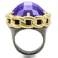 MA0W311 - Gold+Ruthenium Brass Ring with Milky CZ  in Tanzanite