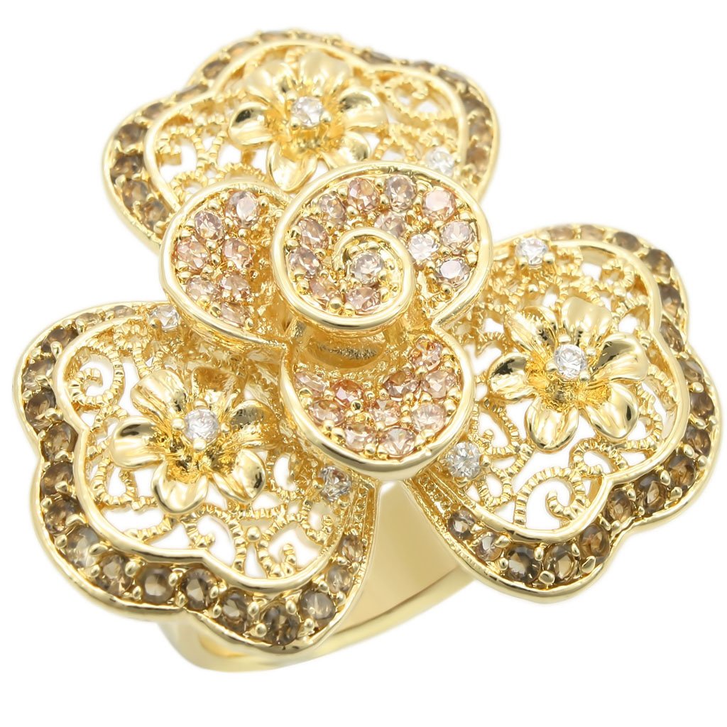 MA0W312 - Gold Brass Ring with AAA Grade CZ  in Multi Color