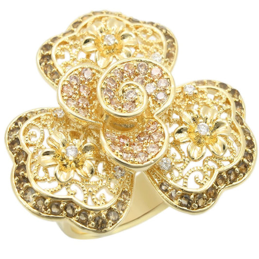MA0W312 - Gold Brass Ring with AAA Grade CZ  in Multi Color