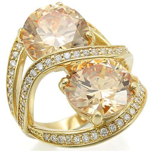MA0W314 - Gold Brass Ring with AAA Grade CZ  in Champagne
