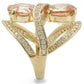 MA0W314 - Gold Brass Ring with AAA Grade CZ  in Champagne