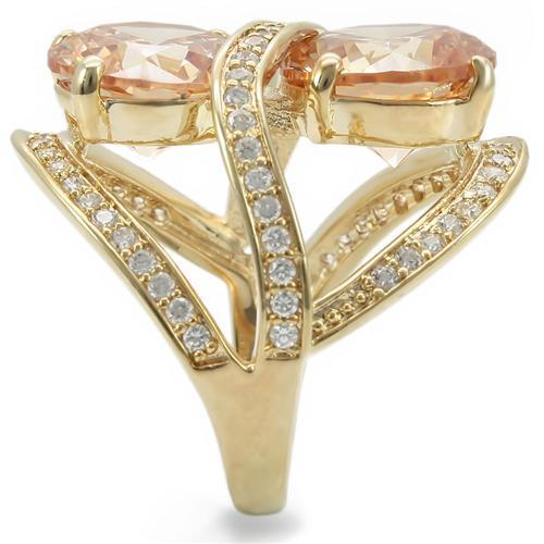 MA0W314 - Gold Brass Ring with AAA Grade CZ  in Champagne