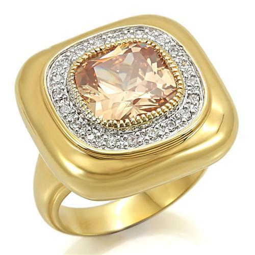 MA0W315 - Gold+Rhodium Brass Ring with AAA Grade CZ  in Champagne