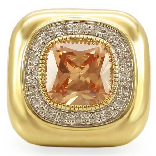 MA0W315 - Gold+Rhodium Brass Ring with AAA Grade CZ  in Champagne