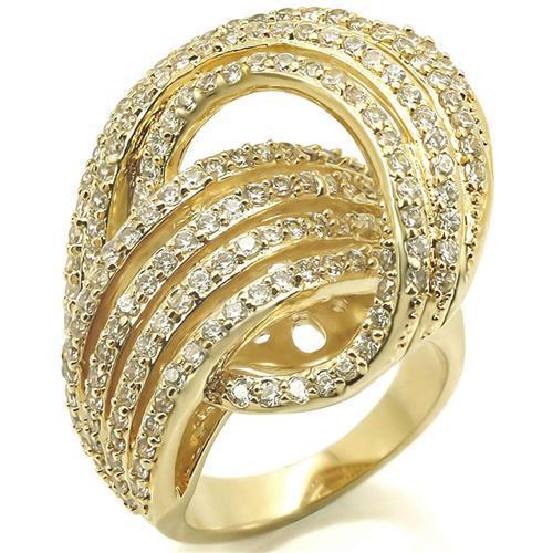MA0W316 - Gold Brass Ring with AAA Grade CZ  in Clear