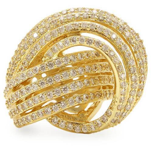 MA0W316 - Gold Brass Ring with AAA Grade CZ  in Clear
