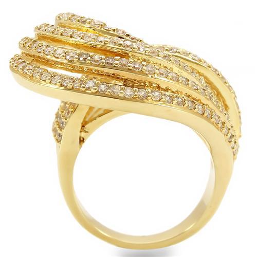 MA0W316 - Gold Brass Ring with AAA Grade CZ  in Clear