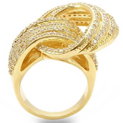 MA0W316 - Gold Brass Ring with AAA Grade CZ  in Clear