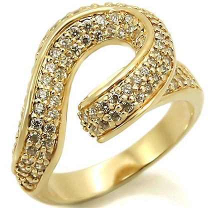 MA0W317 - Gold Brass Ring with AAA Grade CZ  in Clear