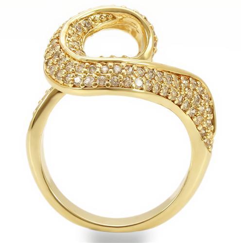 MA0W317 - Gold Brass Ring with AAA Grade CZ  in Clear