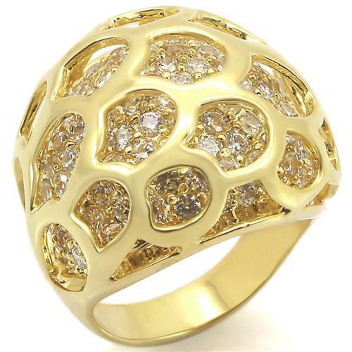 MA0W318 - Gold Brass Ring with AAA Grade CZ  in Clear