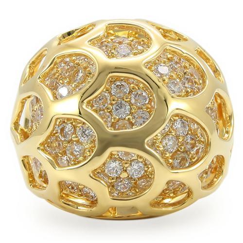 MA0W318 - Gold Brass Ring with AAA Grade CZ  in Clear