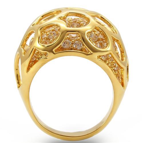 MA0W318 - Gold Brass Ring with AAA Grade CZ  in Clear