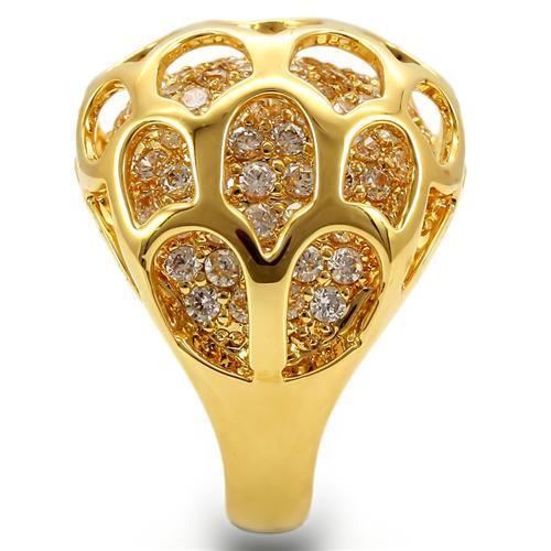MA0W318 - Gold Brass Ring with AAA Grade CZ  in Clear