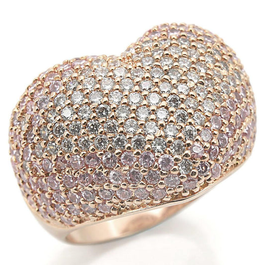 MA0W319 - Rose Gold Brass Ring with AAA Grade CZ  in Rose
