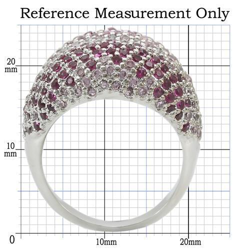 MA0W322 - Rhodium Brass Ring with AAA Grade CZ  in Multi Color