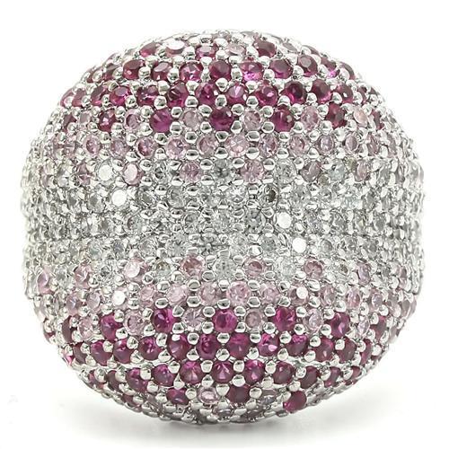 MA0W322 - Rhodium Brass Ring with AAA Grade CZ  in Multi Color