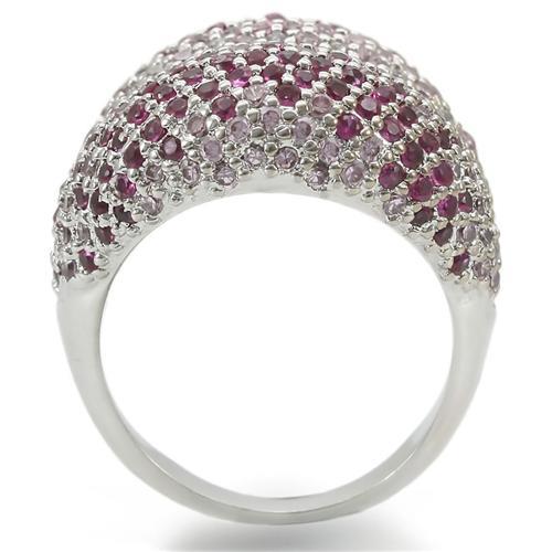 MA0W322 - Rhodium Brass Ring with AAA Grade CZ  in Multi Color