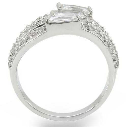MA0W331 - Rhodium Brass Ring with AAA Grade CZ  in Clear