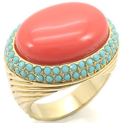 MA0W334 Gold Brass Ring with Semi-Precious in Rose