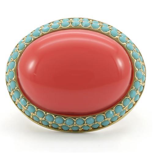 MA0W334 Gold Brass Ring with Semi-Precious in Rose